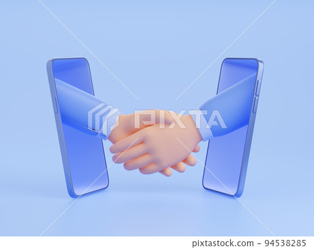 3d render handshake via smartphone screens online 3d render handshake via smartphone screens online 94538285