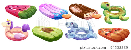 Set of inflatable mattresses and swimming rings 94538289