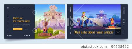 Travel and archeology website templates set 94538432