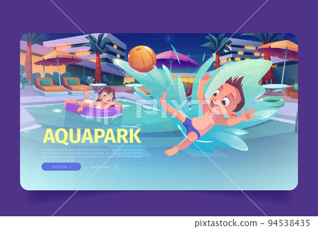 Aquapark cartoon landing page template 94538435