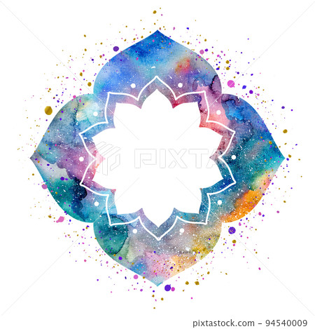 Watercolor oriental flower frame Watercolor oriental flower frame 94540009