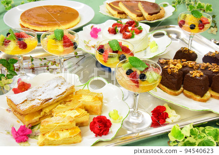 Sweet and savory dessert buffet 94540623