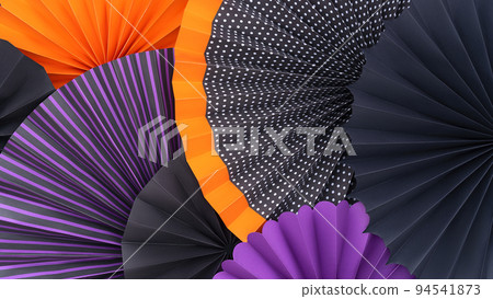 Abstract Layered background of multi-colored paper fans. 94541873