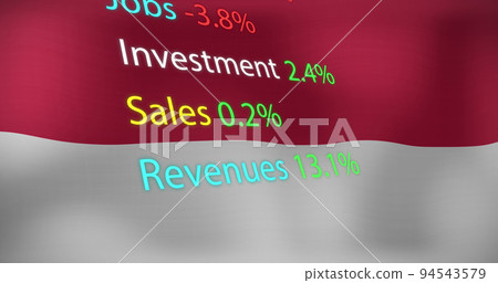 Image of data processing over flag of indonesia Image of data processing over flag of indonesia 94543579