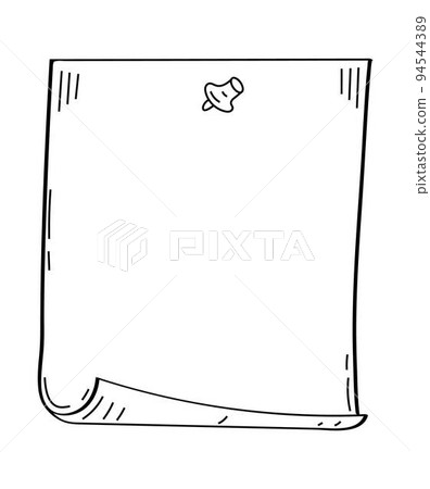 Paper empty sheet in doodle style. Sketch stikers vector illustration for notes. Doodle checklist 94544389