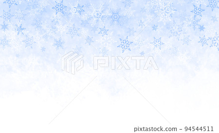 Background of snow crystals falling from above (blue) 94544511