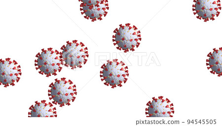Image of multiple cells of coronavirus spending on white background Image of multiple cells of coronavirus spending on white background 94545505