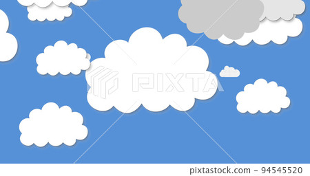 Image of cut outs of white and grey clouds on blue sky in the background Image of cut outs of white and grey clouds on blue sky in the background 94545520