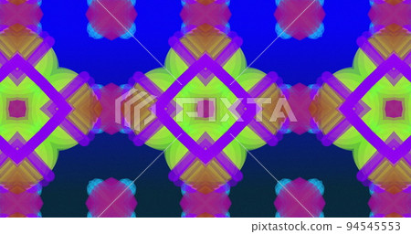 Image of abstract shapes moving in hypnotic motion against blue background 94545553