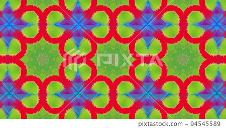 Image of abstract shapes moving in hypnotic motion against blue background 94545589