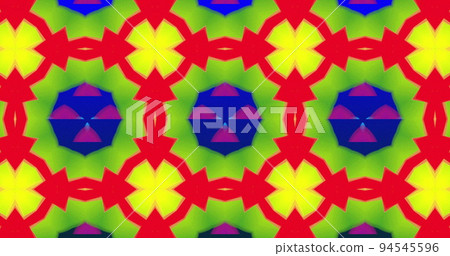 Image of abstract shapes moving in hypnotic motion against blue background 94545596