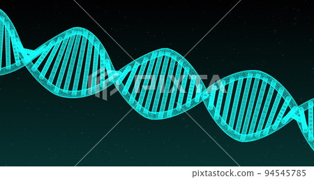 Image of glowing DNA structure against black background Image of glowing DNA structure against black background 94545785