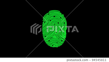 Red and green fingerprint scanner against black background Red and green fingerprint scanner against black background 94545811