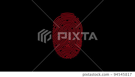 Red and green fingerprint scanner against black background Red and green fingerprint scanner against black background 94545817