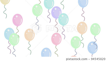Multiple balloons flying against white background Multiple balloons flying against white background 94545820