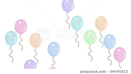 Multiple balloons flying against white background Multiple balloons flying against white background 94545823