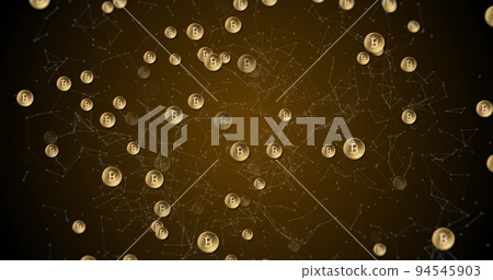Bitcoin symbols moving against network of connections Bitcoin symbols moving against network of connections 94545903