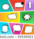 Comic Speech Bubbles on a comic strip background 94546001