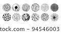 Set of round Abstract black Backgrounds hand-drawn doodles 94546003