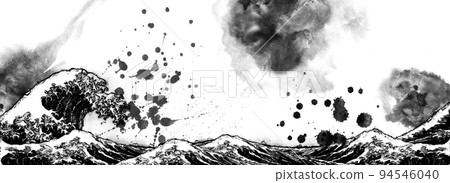 The Great Wave off Kanagawa No Ship Ink Version The Great Wave off Kanagawa No Ship Ink Version 94546040