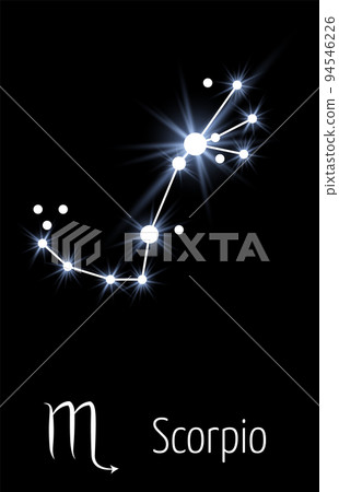 Scorpio stellar sign. Zodiac constellation in dark space Scorpio stellar sign. Zodiac constellation in dark space 94546226