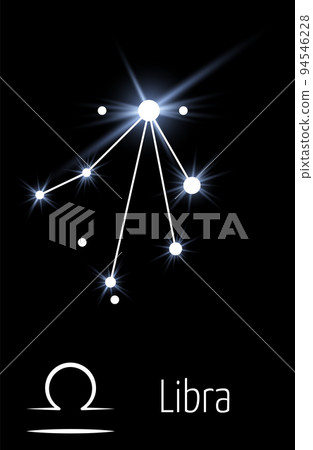 Zodiac constellation card template. Libra space stars 94546228