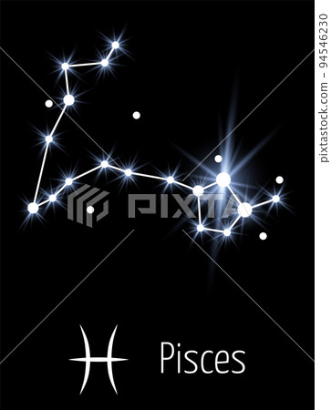 Star constellation in dark space. Pisces zodiac sign Star constellation in dark space. Pisces zodiac sign 94546230
