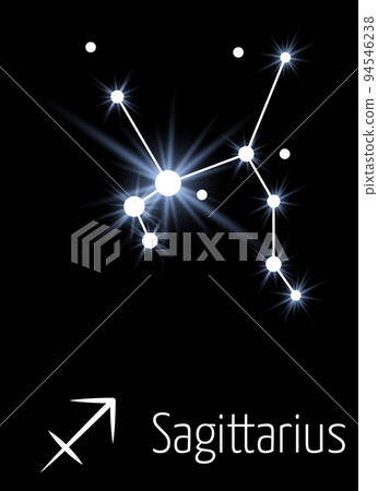 Sagittarius horoscope sign. Shining star constellation in space Sagittarius horoscope sign. Shining star constellation in space 94546238