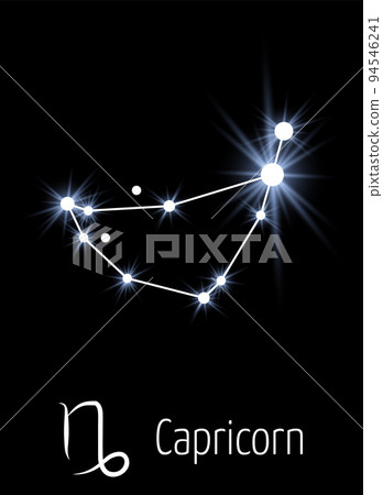 Capricorn stars in night sky. Horoscope card template 94546241