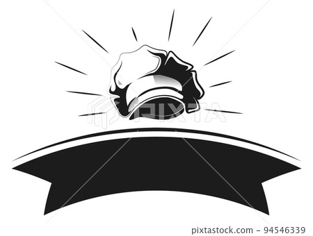Chef logo. Black restaraunt label. Ribbon tag 94546339