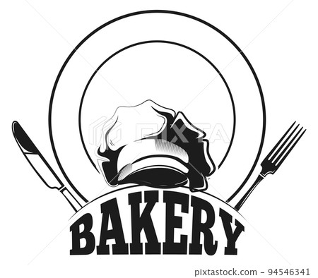Bakery emblem. Pastry cafe black label template 94546341