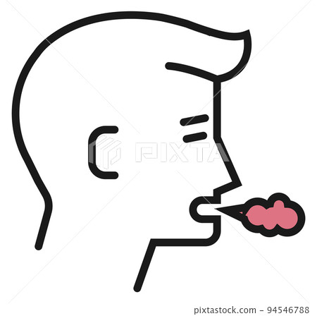 Cough icon. Sickness symptom. Flu diseased person 94546788