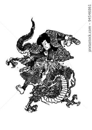 歌舞伎演員騎龍墨版 94546861