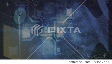 Image of data processing over clock and shapes 94547465