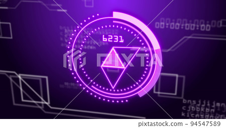 Image of scope scanning with icons over data processing Image of scope scanning with icons over data processing 94547589