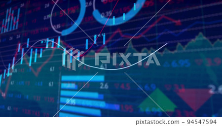 Image of data processing over blue background Image of data processing over blue background 94547594