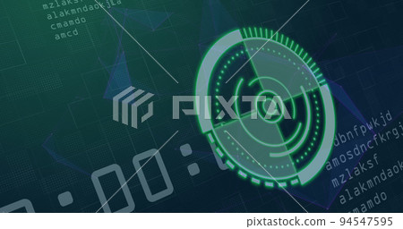 Image of scope scanning and cloud icons over data processing Image of scope scanning and cloud icons over data processing 94547595
