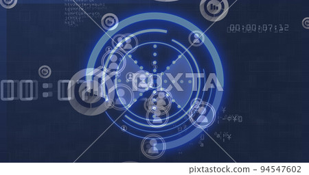 Image of scope scanning and icons over data processing Image of scope scanning and icons over data processing 94547602