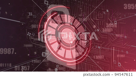 Image of scope scanning with padlock icon over data processing 94547611
