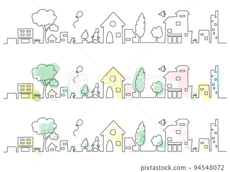 城市景觀線描顏色集 94548072