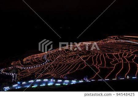 Shiroyone Senmaida in early winter decorated with illuminations, terraced rice fields in Wajima City, Ishikawa Prefecture 94548425