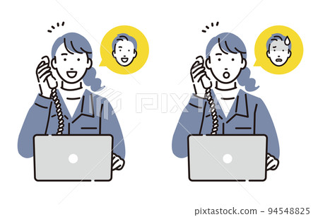 A woman in work clothes receiving an inquiry by phone A woman in work clothes receiving an inquiry by phone 94548825
