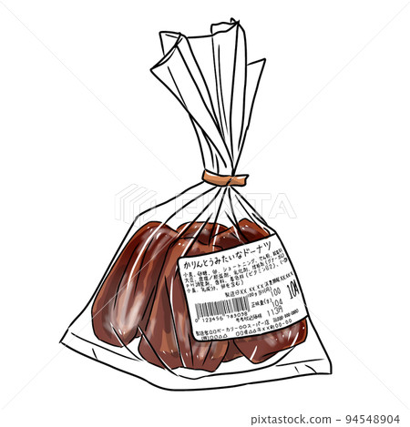 配料彩圖:卡林托式甜甜圈(棕色,麵包,櫃檯銷售,袋裝,4個)無背景,卡通動漫著色 配料彩圖:卡林托式甜甜圈(棕色,麵包,櫃檯銷售,袋裝,4個)無背景,卡通動漫著色 94548904