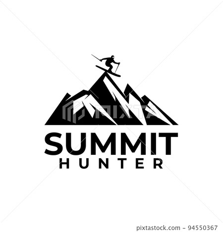Ski player on the mountain peak logo design Ski player on the mountain peak logo design 94550367