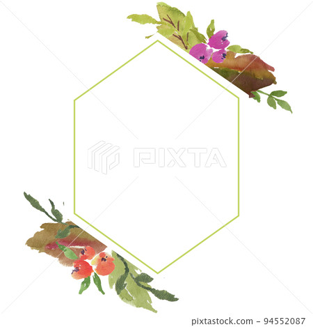 watercolor flower frame. Romantic bouquet. Comes with flowers and leaves on a white background. Watercolor illustration. 94552087