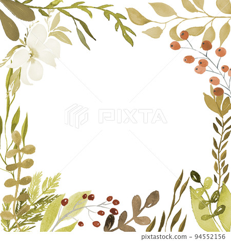 watercolor flower frame design Watercolor wreath with flowers,foliage and branch. illustration watercolor flower frame design Watercolor wreath with flowers,foliage and branch. illustration 94552156