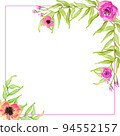 watercolor flower frame backgrounds. Card template on a white background. 94552157