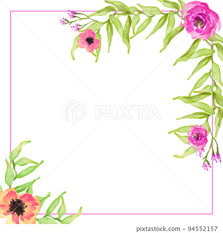watercolor flower frame backgrounds. Card template on a white background. watercolor flower frame backgrounds. Card template on a white background. 94552157