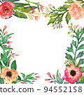 watercolor flower frame backgrounds. Invitation Template with Watercolor Wreath 94552158
