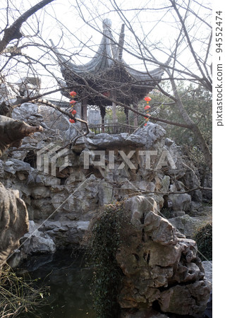 Pagoda in Xitang Ming and Qing Dynasty Residence Wood Carving Exhibition Hall, Xitang town in Zhejiang Province, China 94552474